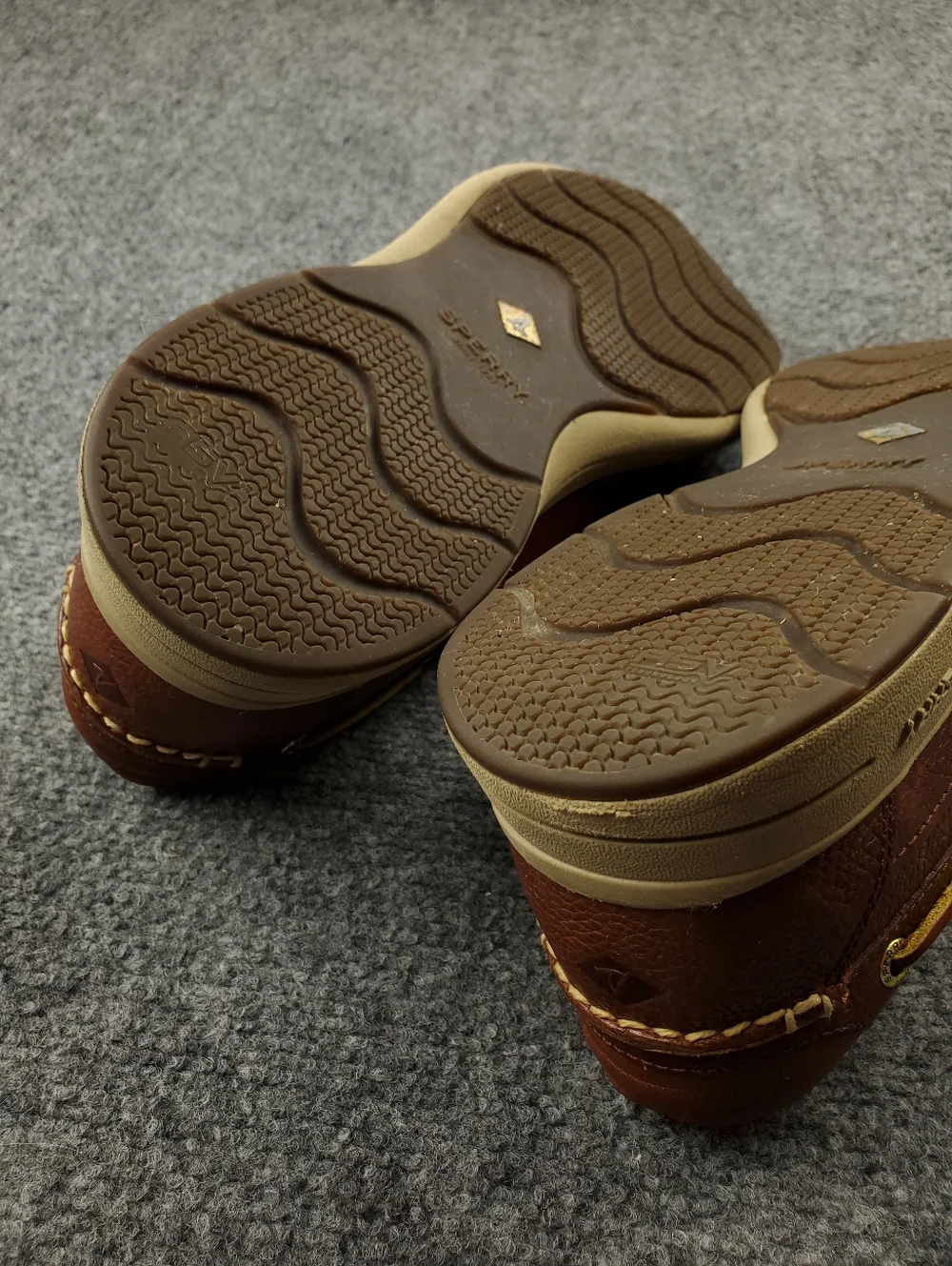 Sperry Gold Cup Boat Shoes Mens 13 Ultralite 2 Eye Cognac Brown Pebbled Leather